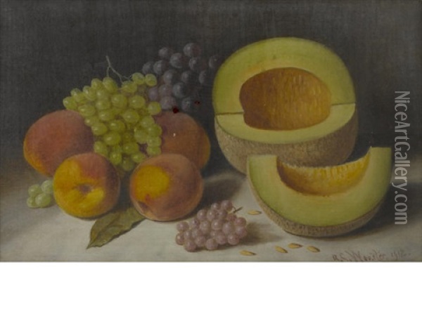 Still Life With Fruit Oil Painting - Austin C. Wooster