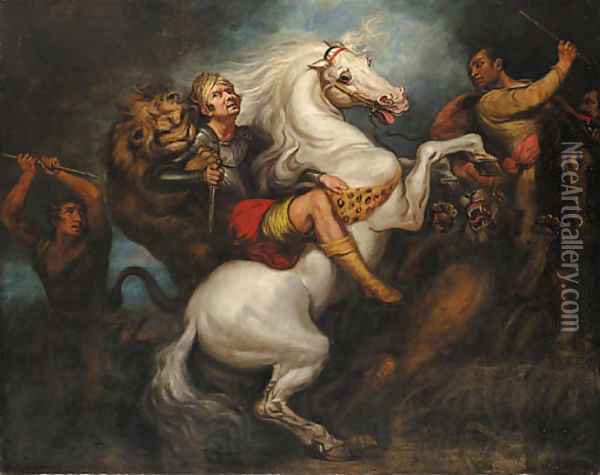A lion hunt Oil Painting - James Northcote