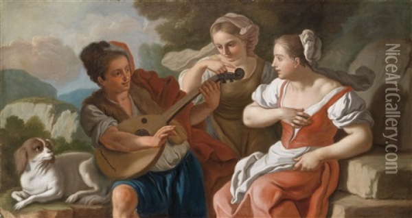Der Lautenspieler Oil Painting - Francesco de Mura