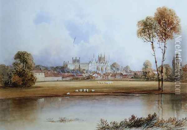 Peterborough Cathedral Oil Painting - Lewis Henry Shepherd