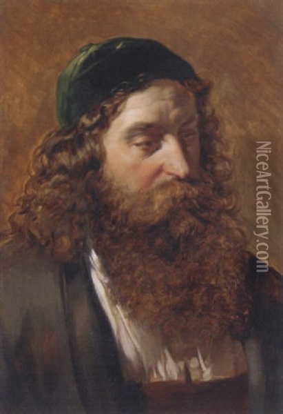 A Rabbi Oil Painting - Friedrich von Amerling