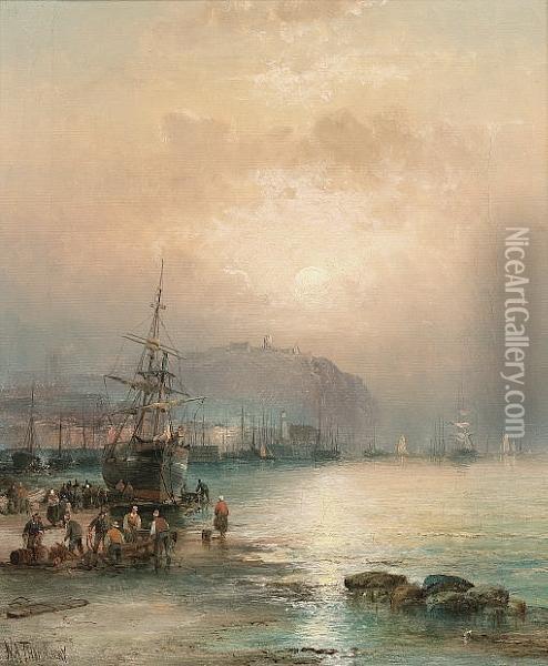 Scarborough Oil Painting - William A. Thornley Or Thornber