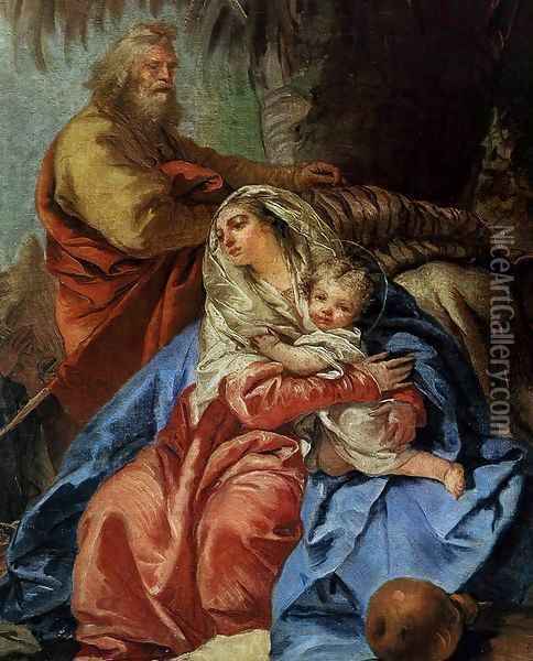 The Rest on the Flight to Egypt (detail) Oil Painting - Giovanni Domenico Tiepolo