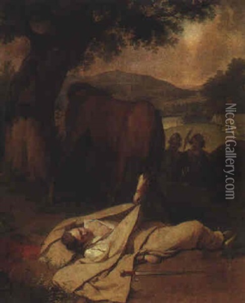 Verwundeter Soldat Mit Seinem Treuen Pferd Oil Painting - Josef Danhauser