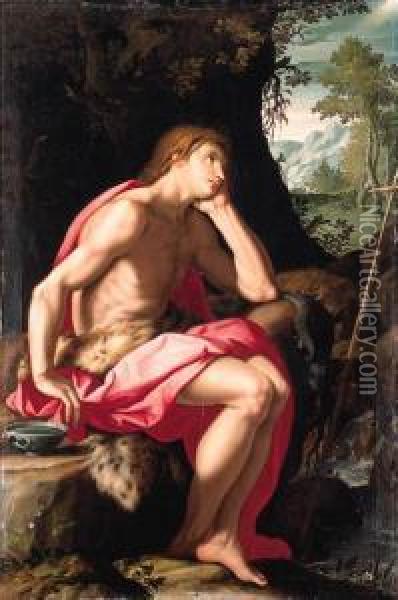 Saint John The Baptist In The Wilderness Oil Painting - Alessandro Allori
