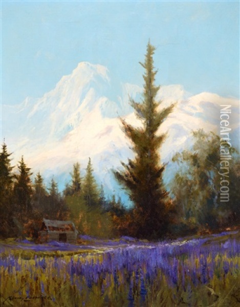 Purple Lupin, Near Juneau Oil Painting - Sydney Mortimer Laurence