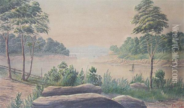 Lake Scene Oil Painting - Tom Peerless