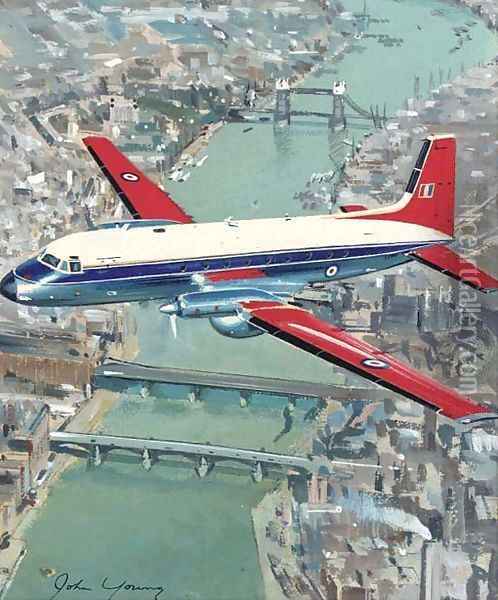 An Andover flying over the Thames Oil Painting - John Young