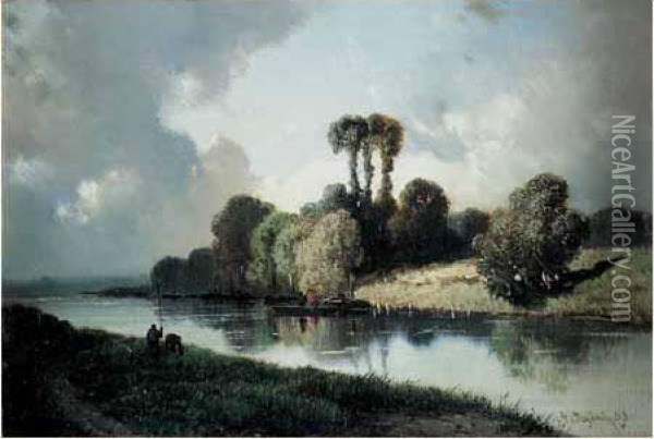 Pecheurs Sur Le Canal Oil Painting - Alberto Pasini