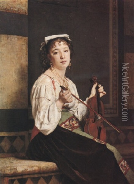 Musicienne Italienne Oil Painting - Pierre Paul Leon Glaize