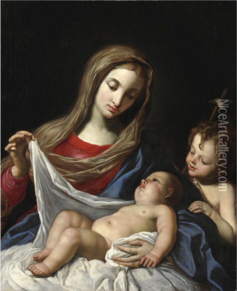 Madonna Col Bambino E San Giovannino Oil Painting - Angelo Massarotti