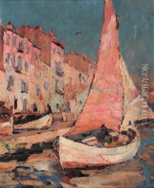 Bateau Pres Du Quai Oil Painting - Louis Pastour