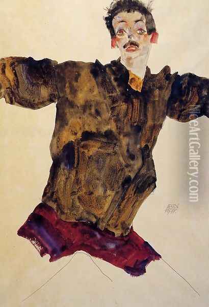 Self Portrait With Outstretched Arms Oil Painting - Egon Schiele