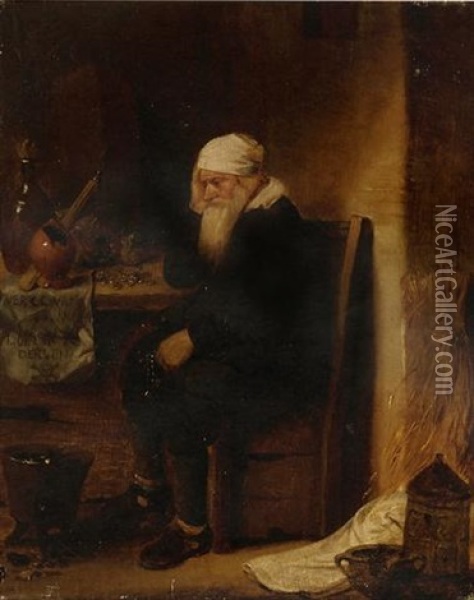 An Alchemist Oil Painting - Quiringh Gerritsz van Brekelenkam