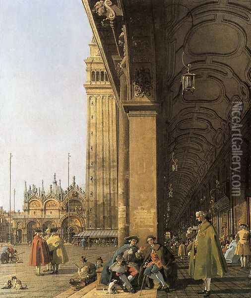 Piazza San Marco, Looking East from the Southwest Corner Oil Painting - (Giovanni Antonio Canal) Canaletto