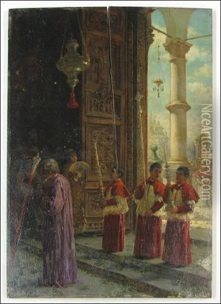 The Altar Boys Oil Painting - Francesco Bergamini