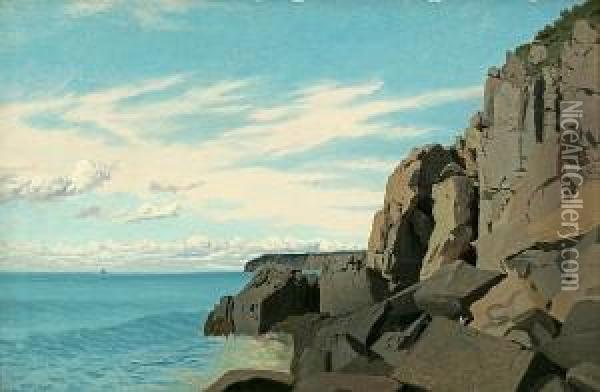 Surf Beaten Rocks, Mount Desert Oil Painting - William Bradford