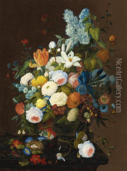Still Life With Flowers Oil Painting - Severin Roesen