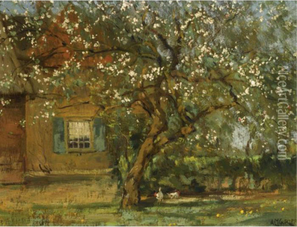 A Blossoming Tree Oil Painting - Arnold Marc Gorter