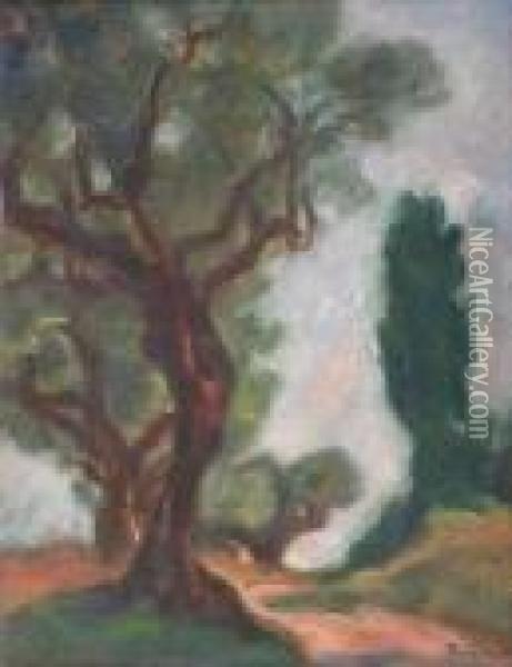 La Route Et L'arbre Oil Painting - Jozef Pankiewicz
