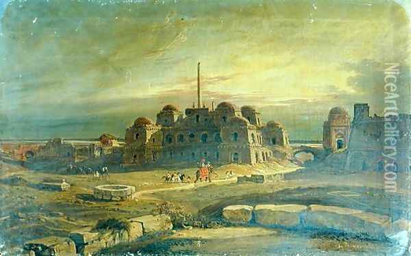 View Of The Purana Kila, Near Delhi, 1830 Oil Painting - Robert Smith