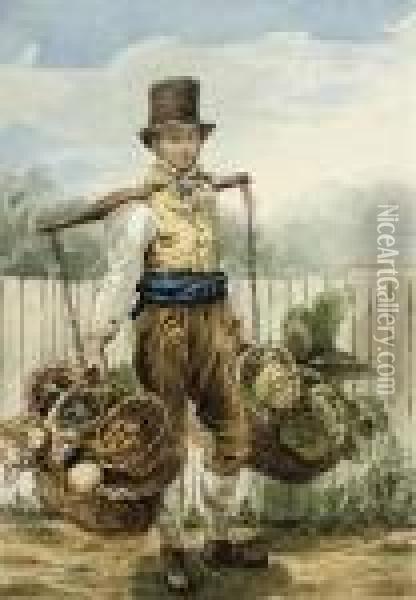The Vegetable Seller Oil Painting - William Henry Hunt