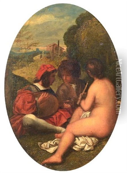 A Fete Champetre (after Titian) Oil Painting - William Etty