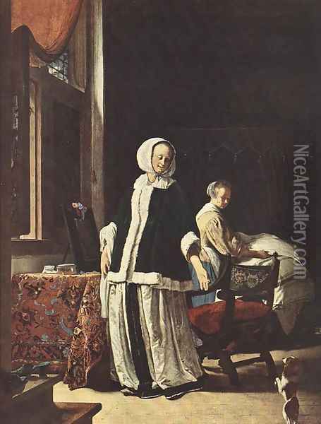 Young woman in the morning Oil Painting - Frans van Mieris