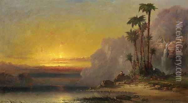Palms at Sundown Oil Painting - Franklin Briscoe