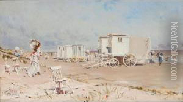 On The Beach At Scheveningen Oil Painting - Frederick Hendrik Kaemmerer