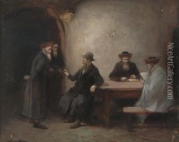 A Discussion Amongst The Elders Oil Painting - Hans Winter
