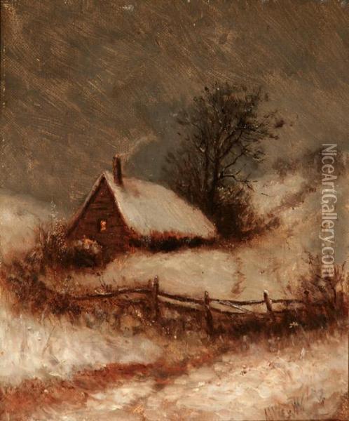 Winter Landscape With Cottage Oil Painting - Max Weyl
