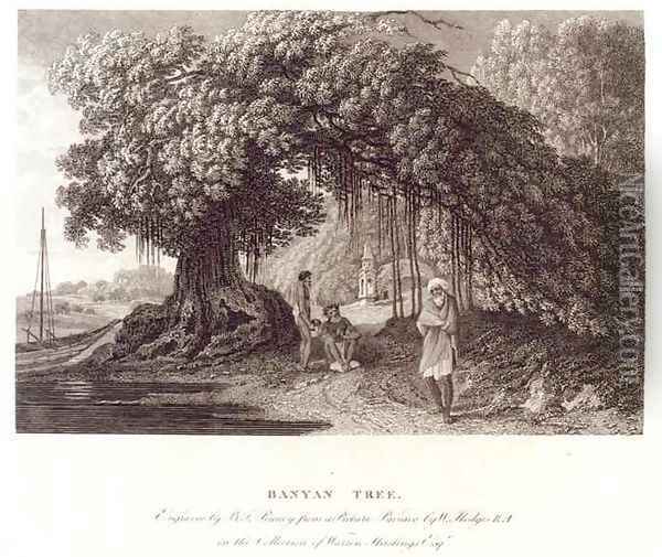 A Banyan Tree from Travels in India in in the Years 1780-83 Oil Painting - William Hodges
