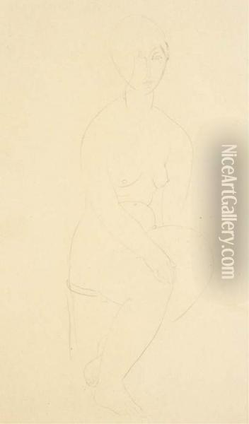 Jeune Femme Nue, Assise Oil Painting - Amedeo Modigliani