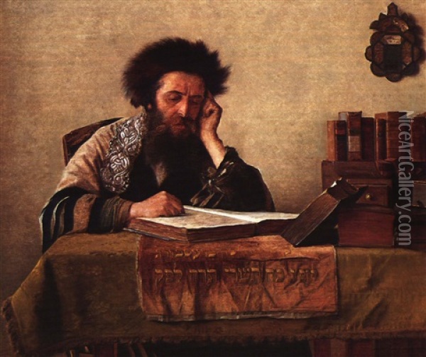 The Study Of The Talmud Oil Painting - Isidor Kaufmann