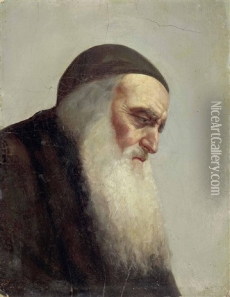 Bildnis Eines Weisbartigen Rabbiners Oil Painting - Isidor Kaufmann