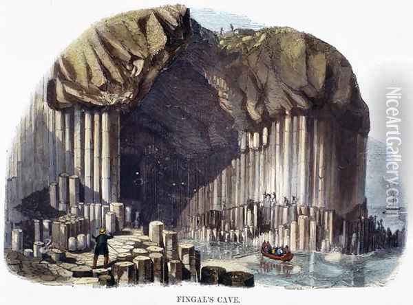 Fingals Cave, from Phenomena of Nature, 1849 Oil Painting - Josiah Wood Whymper