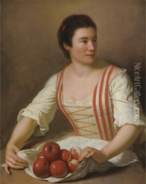 A Woman With A Basket Of Fruit Oil Painting - Paul Ponce Antoine Robert