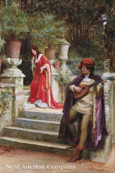 The Troubadour Oil Painting - George Sheridan Knowles