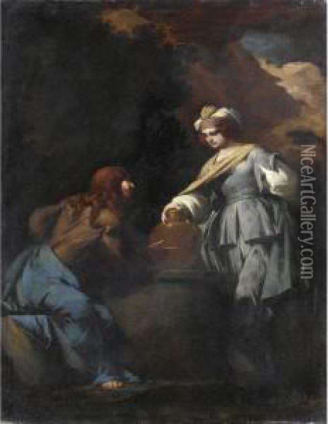 Cristo E La Samaritana Oil Painting - Giovan Battista Spinelli