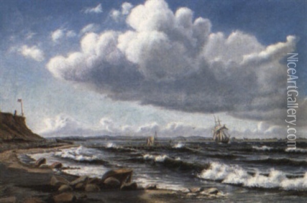 Sailing Vessels Off The Danish Coast Oil Painting - Mathias Jakob Frederik Luetken