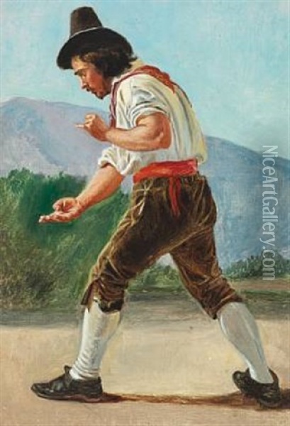 Roman Morra Player. Study For Morraspillere Oil Painting - Constantin (Carl Christian Constantin) Hansen