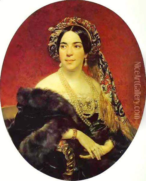 Portrait of Princess Z A Volkonskaya 1842 Oil Painting - Julia Vajda