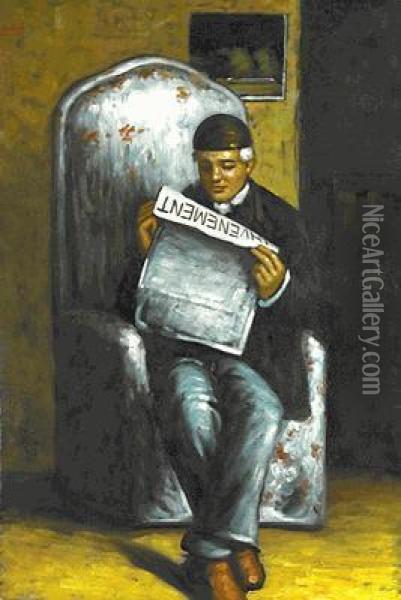 Artist's Father Reading Oil Painting - Paul Cezanne