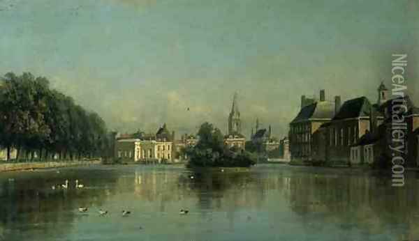 View of the Hague, 1860s Oil Painting - Pieter Gerard Vertin