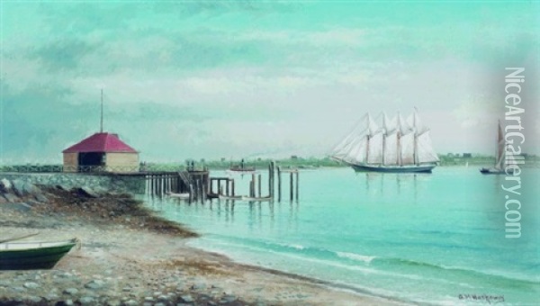 The Landing House Oil Painting - George M. Hathaway