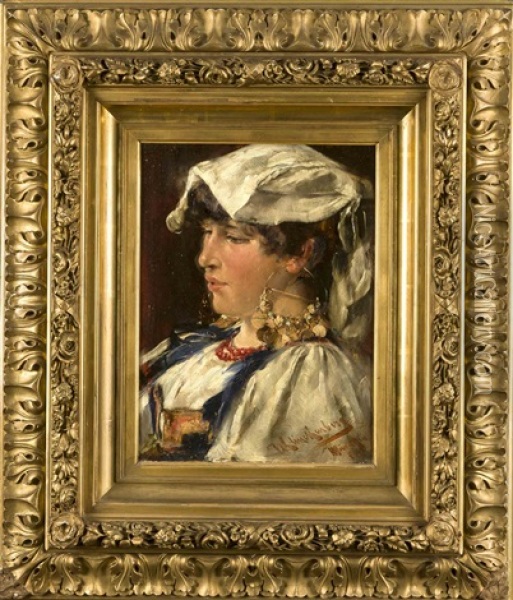 Portrait Einer Jungen Frau Oil Painting - Eugene Klinckenberg