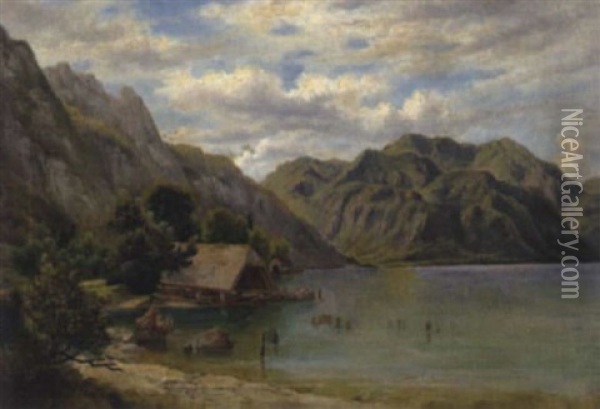 Salzkammergutsee Oil Painting - Wilhelm Bernatzik