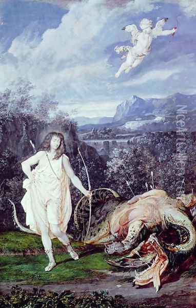 Louis XIV (1638-1715) as Apollo, Slayer of Python Oil Painting - Joseph Werner
