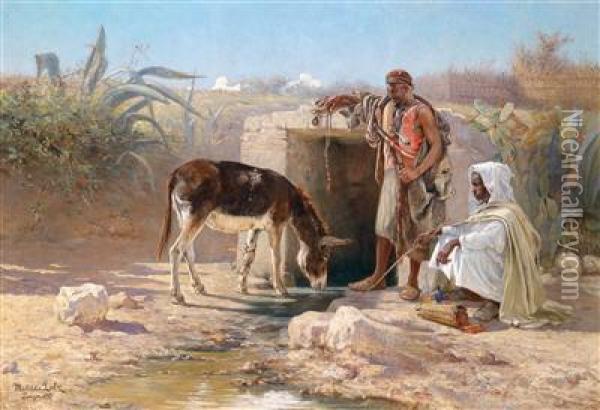 Rast An Einer Zisterne In Tanger Oil Painting - Matilda Lotz